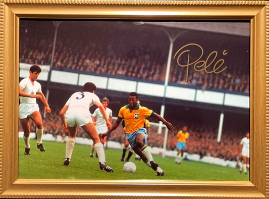 PELE HAND SIGNED FRAMED 13' INCH X 9' INCH PHOTO WITH COA