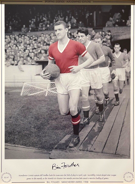 BILL FOULKES MANCHESTER UNITED LEGEND HAND SIGNED LIMITED EDITION PHOTO WITH COA