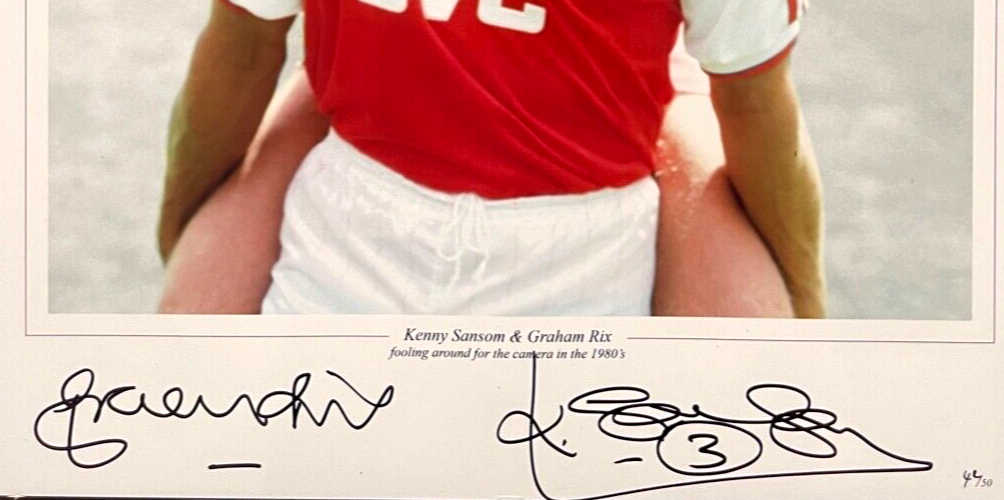 GRAHAM RIX, KENNY SAMSON ARSENAL FC LEGENDS HAND SIGNED FRAMED PHOTO WITH COA