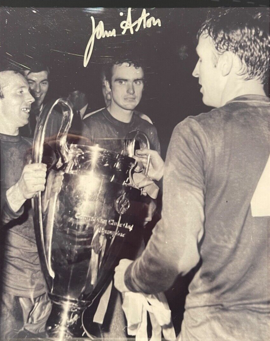 JOHN ASTON HAND SIGNED FRAMED MANCHESTER UNITED PHOTO WITH AFTAL COA