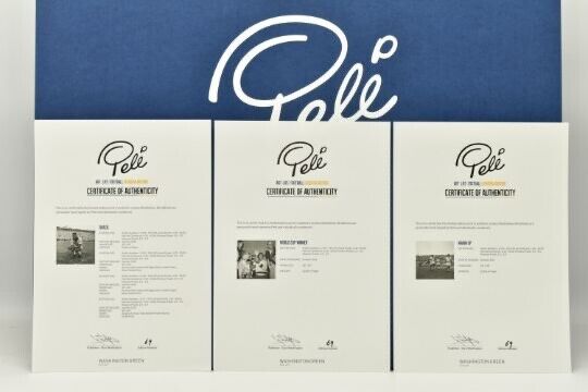 PELE VERY LIMITED EDITION 8 INDIVIDUAL HAND SIGNED PHOTO/PRINT COLLECTION