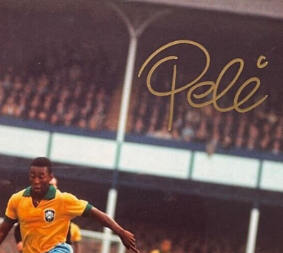 PELE HAND SIGNED FRAMED 13' INCH X 9' INCH PHOTO WITH COA