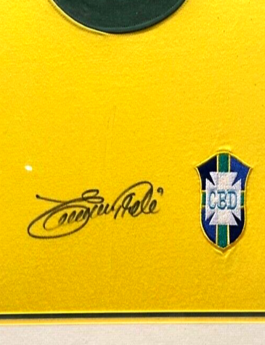 Pele, Hand Signed Framed (29'inch x 28'inch) Brazil Shirt With COA