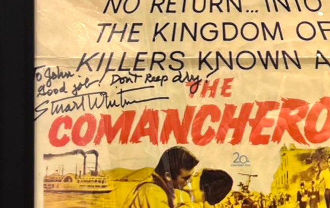 THE 'COMANCHEROS' HAND SIGNED BY STUART WHITMAN ORIGINAL CINEMA POSTER WITH COA