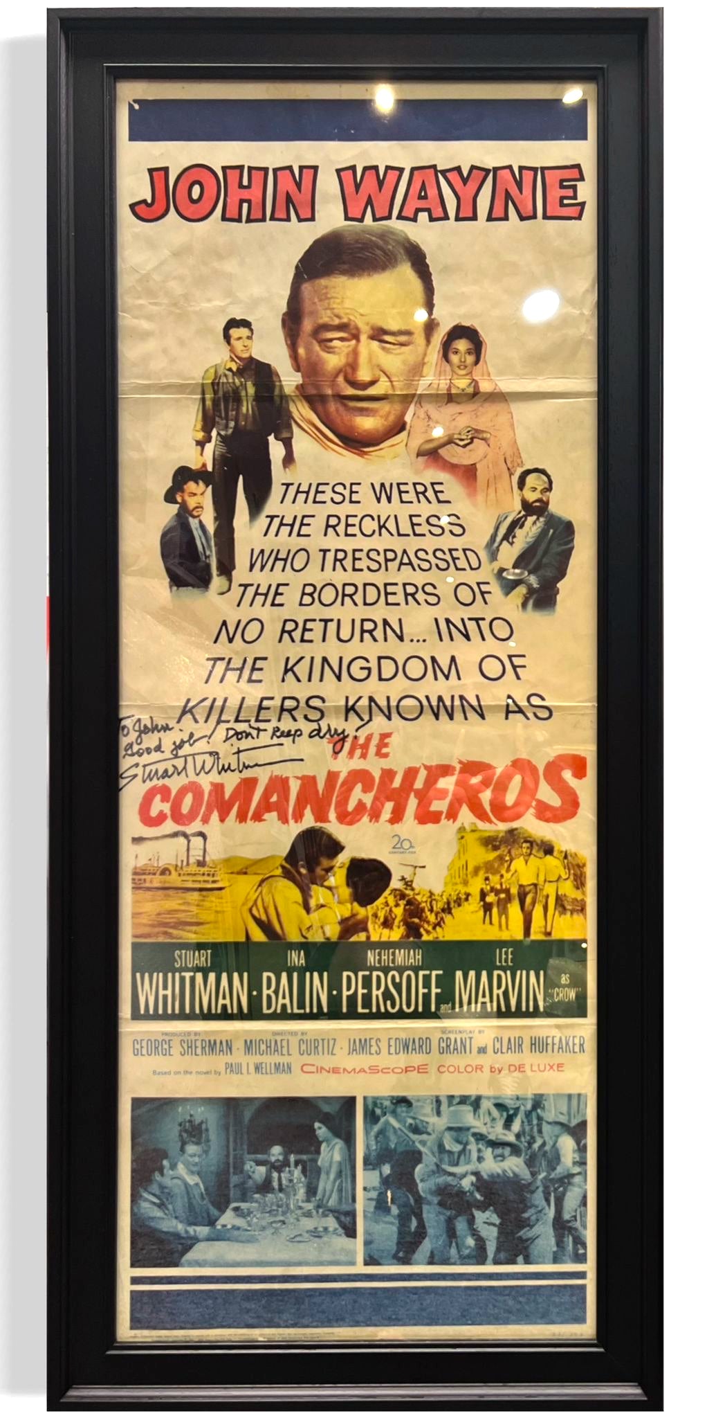 THE 'COMANCHEROS' HAND SIGNED BY STUART WHITMAN ORIGINAL CINEMA POSTER WITH COA