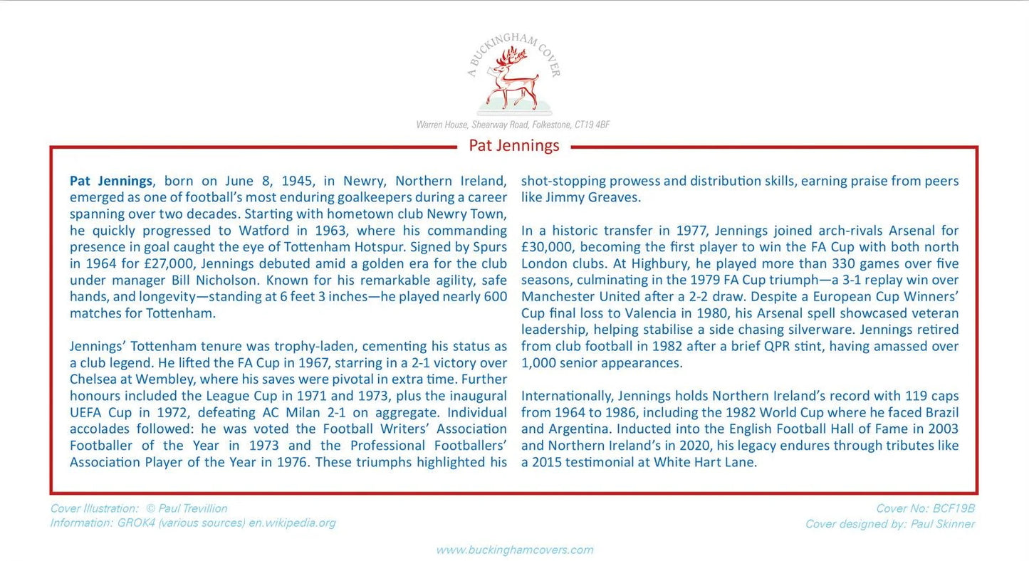 Pat Jennings, Arsenal Legend, Hand Signed Framed First Day Cover With COA