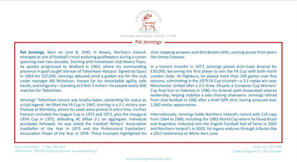 Pat Jennings, Arsenal Legend, Hand Signed Framed First Day Cover With COA