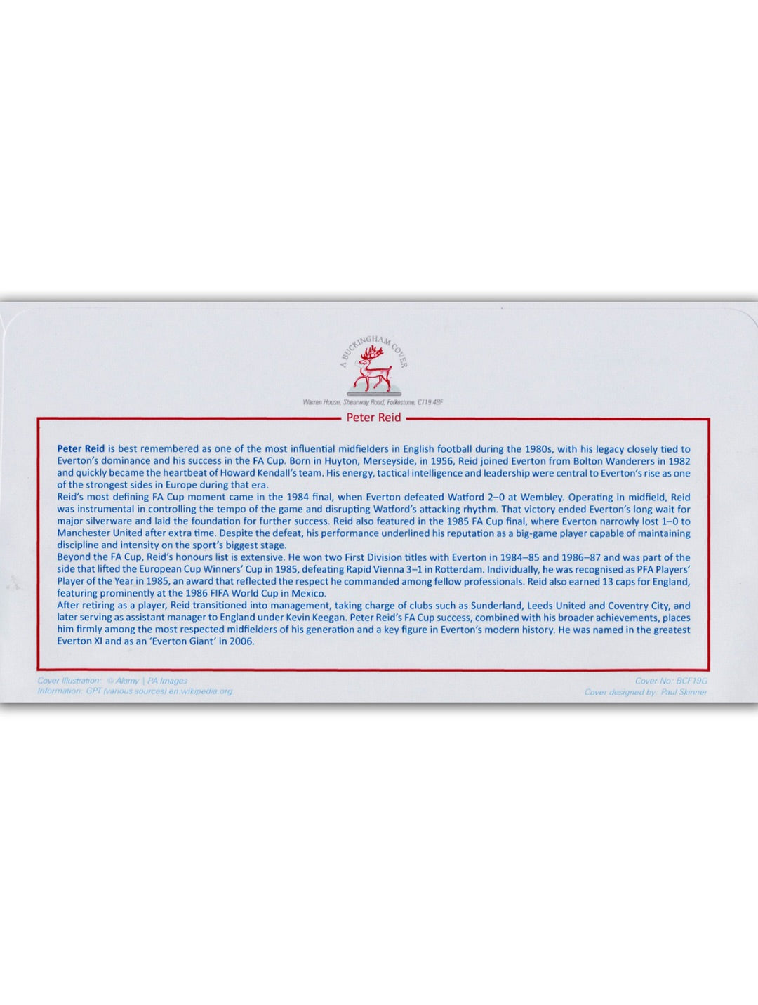 Peter Reid, Everton Legend, Hand Signed Framed First Day Cover (FDC) With COA