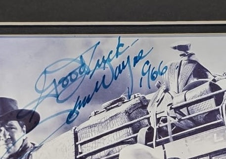 John Wayne, Hand Signed 'Stagecoach' Professionally Framed 32cm x 32cm Photo & COA