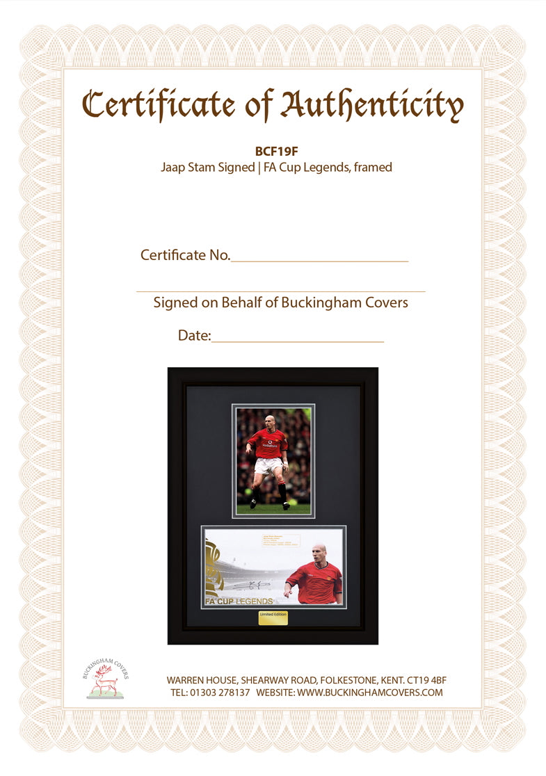 Jaap Stam, Manchester United Legend, Hand Signed Framed First Day Cover & COA