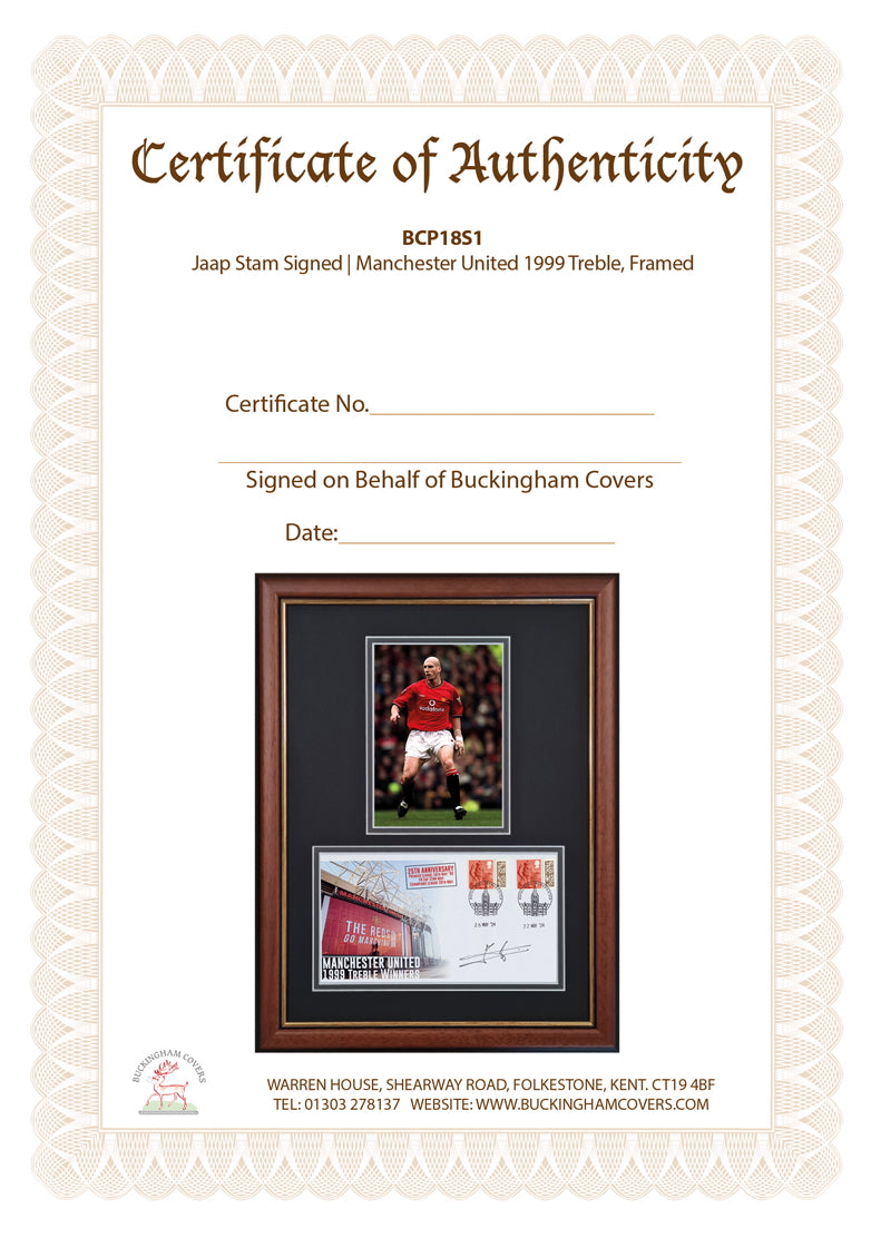Jaap Stam, Manchester United Legend, Hand Signed Framed First Day Cover With COA