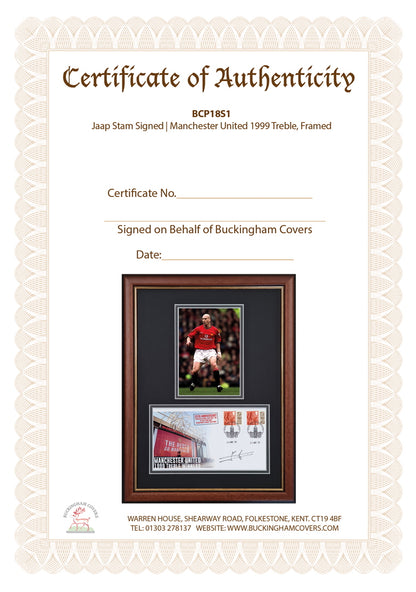 Jaap Stam, Manchester United Legend, Hand Signed Framed First Day Cover With COA