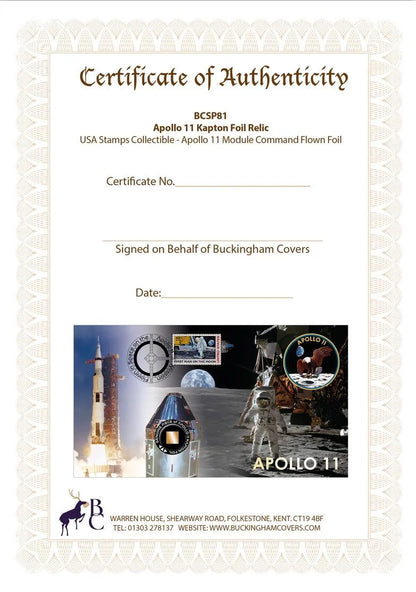 Apollo 11, An Actual Flown Piece Of The Apollo 11 Professionally Framed Kapton Foil Relic Presentation & COA