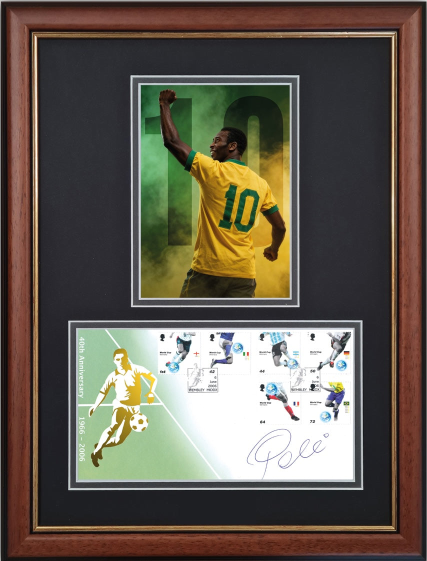 Pele - Hand Signed Framed 'Buckingham' FDC (First Day Cover) Presentation & COA