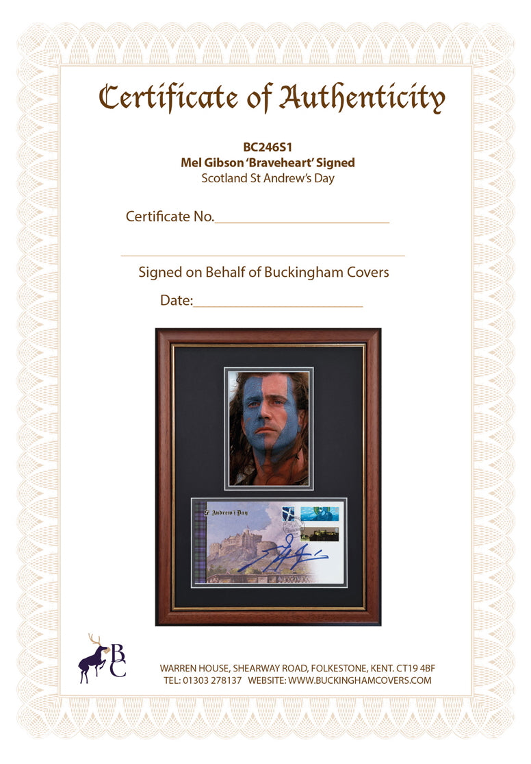 Mel Gibson, William Wallace, Braveheart, Hand Signed FDC Photo Presentation & COA