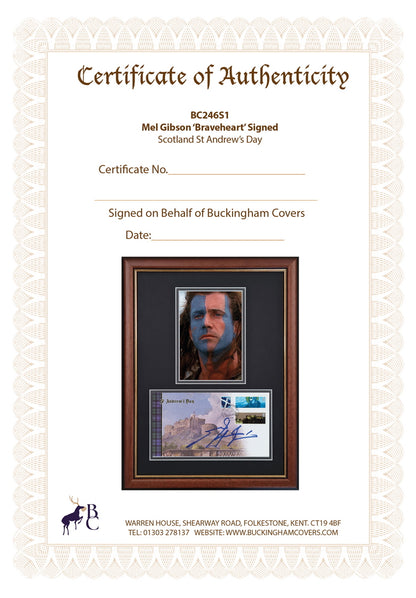 Mel Gibson, William Wallace, Braveheart, Hand Signed FDC Photo Presentation & COA