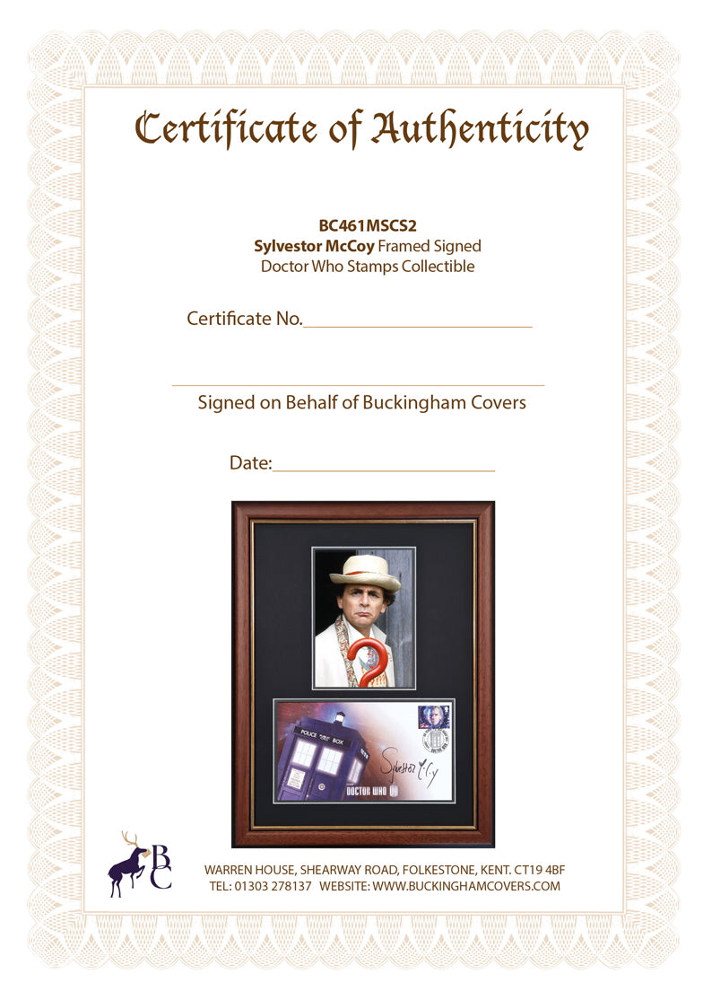 Sylvester McCoy, 'The Doctor' Hand Signed Original Doctor Who FDC & COA