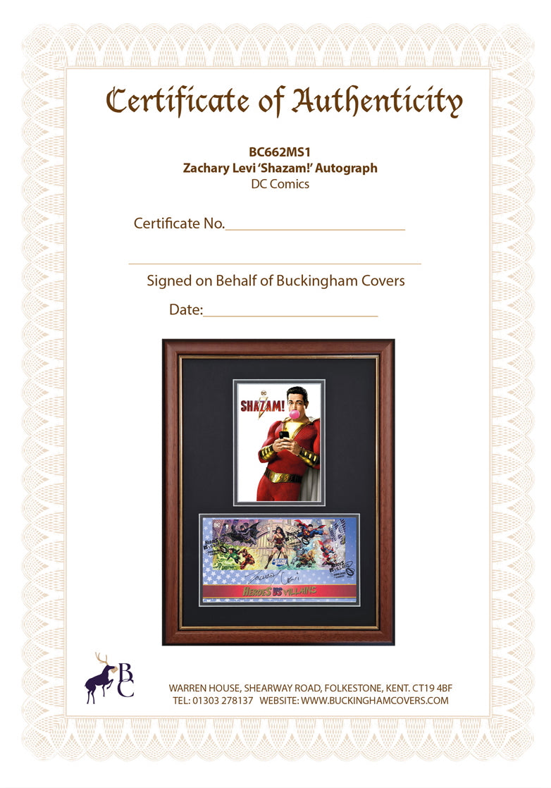 Zachary Levi, Shazam! Hand Signed FDC Photo Presentation & COA