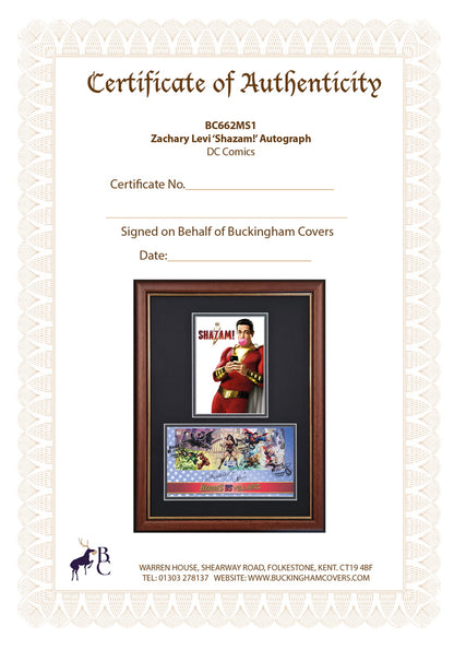 Zachary Levi, Shazam! Hand Signed FDC Photo Presentation & COA