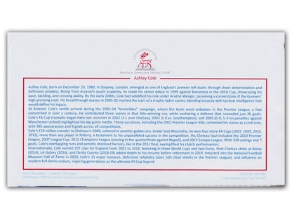 Ashley Cole, Chelsea Legend, Hand Signed First Day Cover FDC & COA