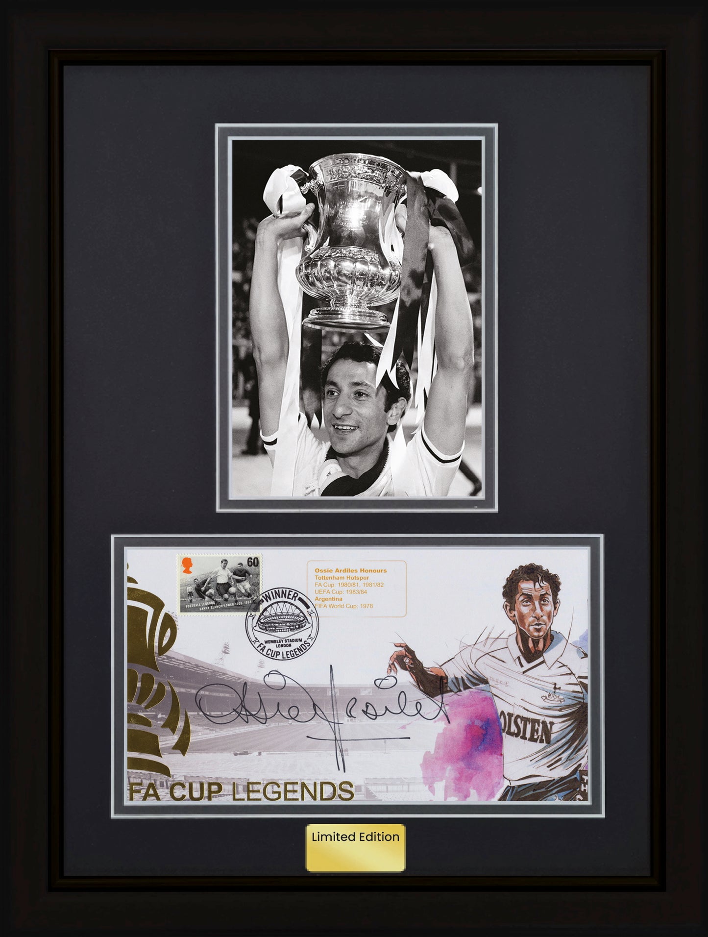 Ossie Ardiles, Spurs Legend, Hand Signed Framed 40cm x 30cm First Day Cover With COA