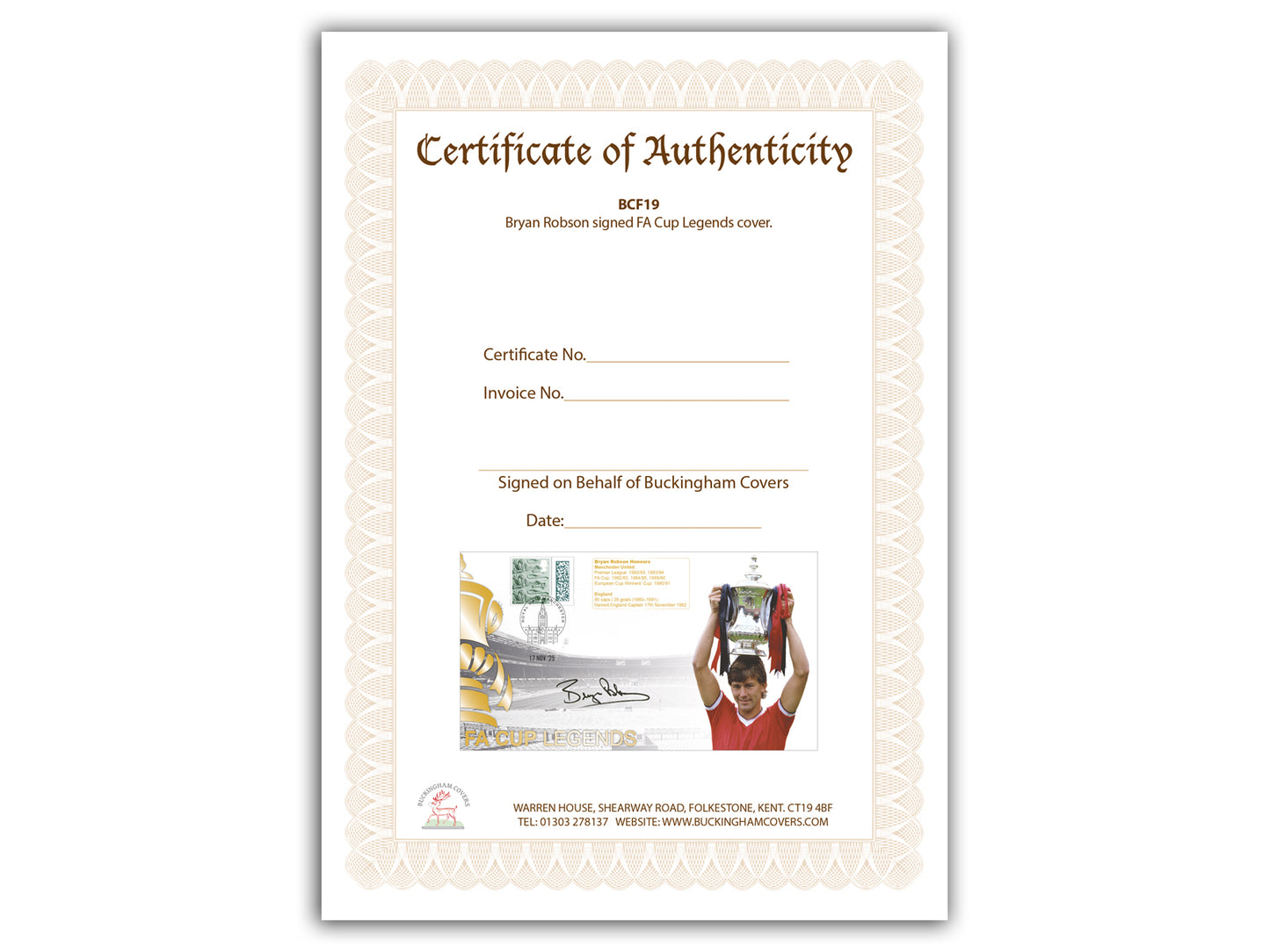 Bryan Robson, Manchester United Legend, Hand Signed First Day Cover With COA