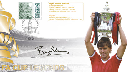 Bryan Robson, Manchester United Legend, Hand Signed Framed First Day Cover With COA