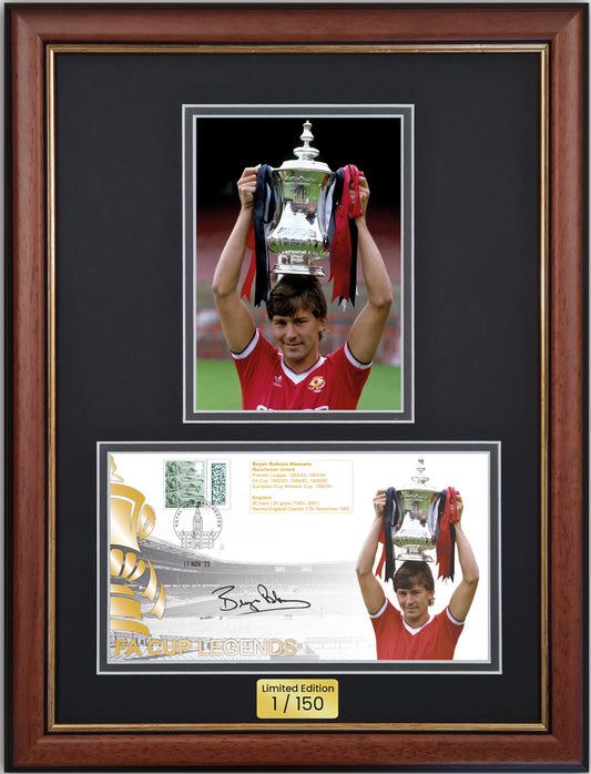 Bryan Robson, Manchester United Legend, Hand Signed Framed First Day Cover With COA