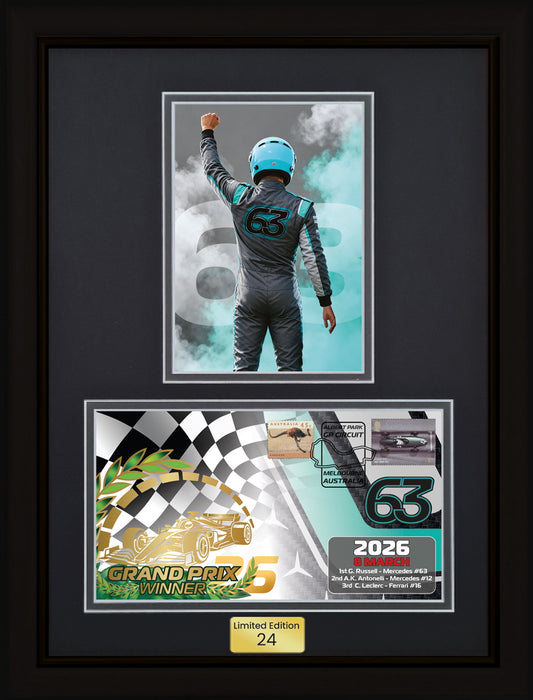 George Russell, 2026 Australian F1 Winner, Limited Edition First Day Cover (FDC) Framed Presentation