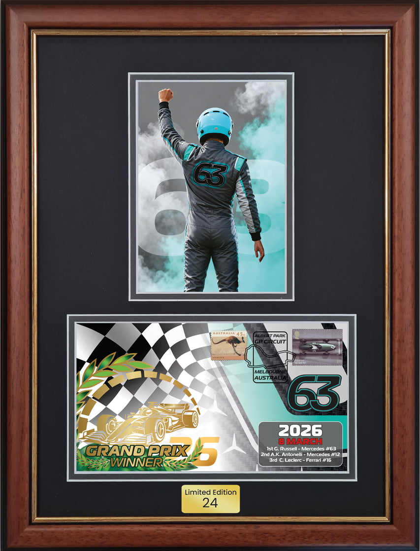 George Russell, 2026 Australian F1 Winner, Limited Edition First Day Cover (FDC) Framed Presentation