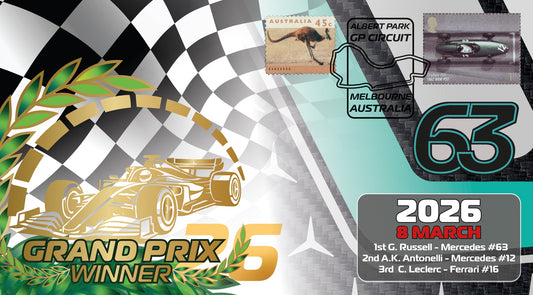 George Russell, 2026 Australian F1 Winner, Limited Edition First Day Cover (FDC) Framed Presentation