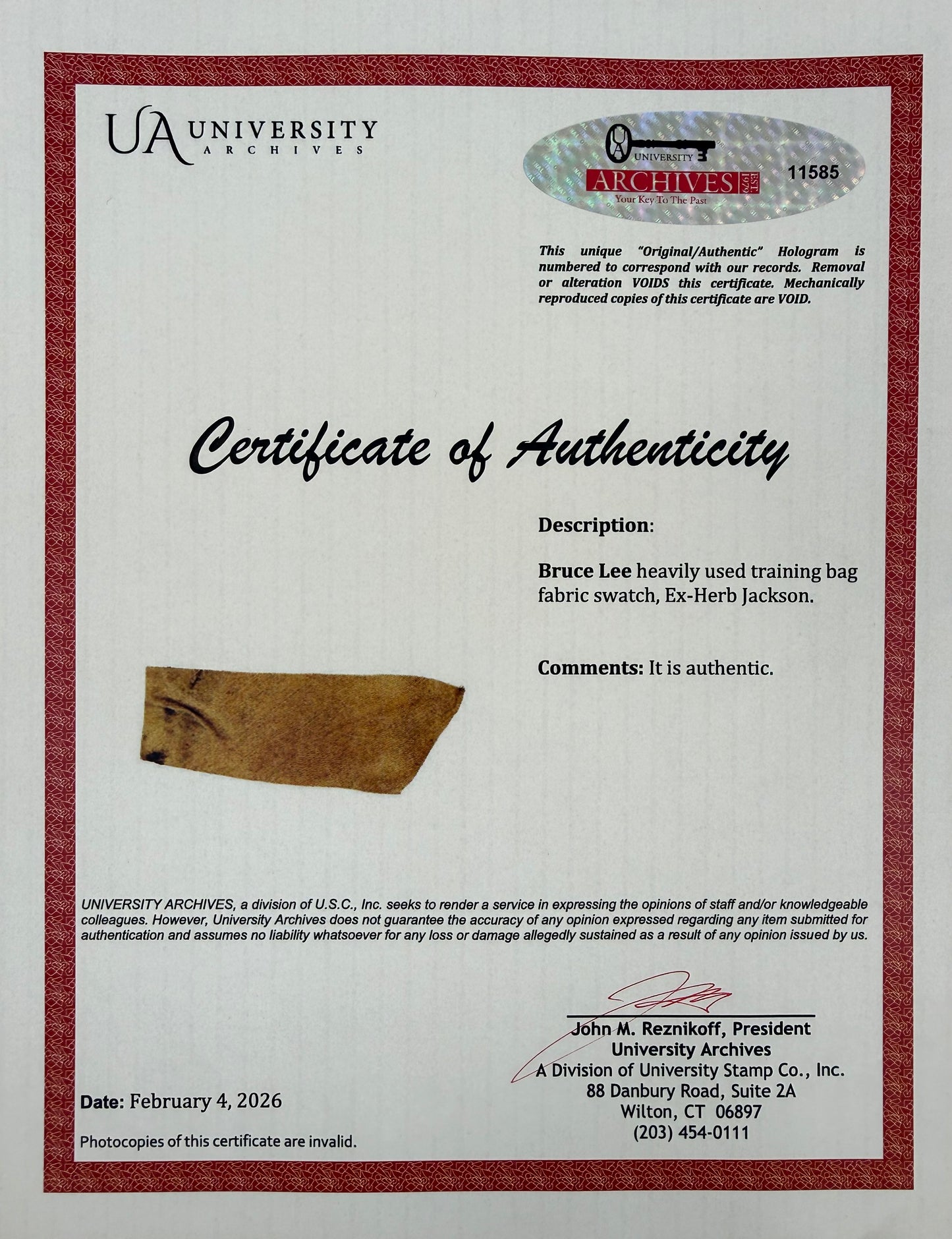 Bruce Lee; An Actual Piece Of His Used Kick Bag Relic FDC, Framed 40cm x 30cm, John Reznikoff COA