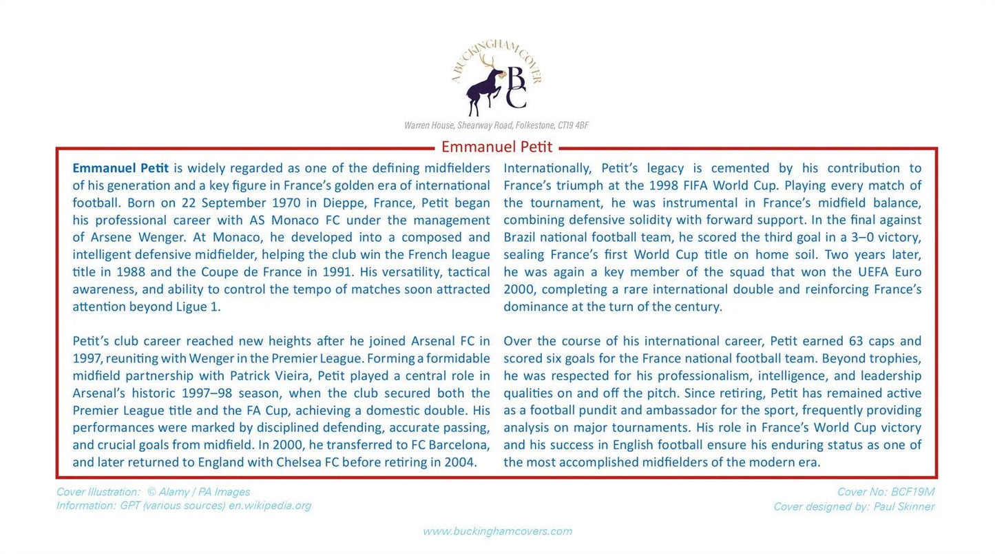 Emmanuel Petit, Arsenal, France Legend, Hand Signed First Day Cover & COA