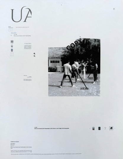 Bruce Lee; An Actual Piece Of His Used Kick Bag Relic FDC, Framed 40cm x 30cm, John Reznikoff COA