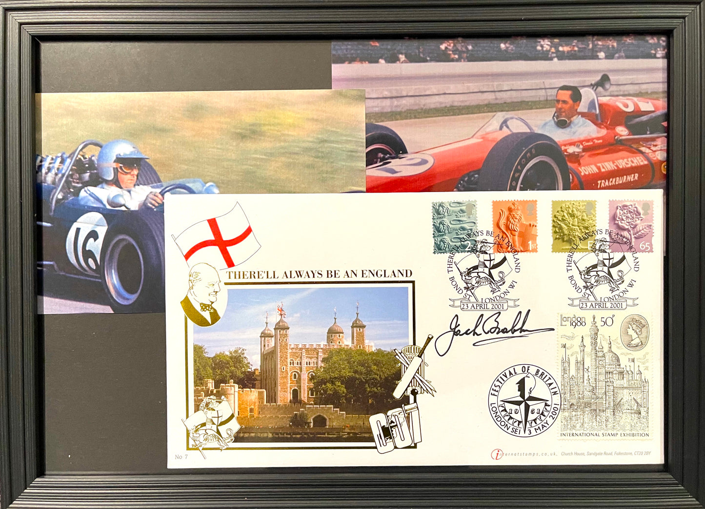 SIR JACK BRABHAM FORMULA 1 WORLD CHAMPION HAND SIGNED FDC WITH COA