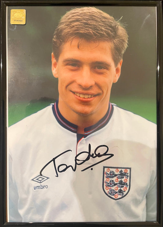 TONY COTTEE ENGLAND, EVERTON, WEST HAM, HAND SIGNED PHOTO WITH COA