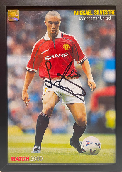 MIKEAL SILVESTRE MANCHESTER UNITED HAND SIGNED MAGAZINE PAGE WITH COA