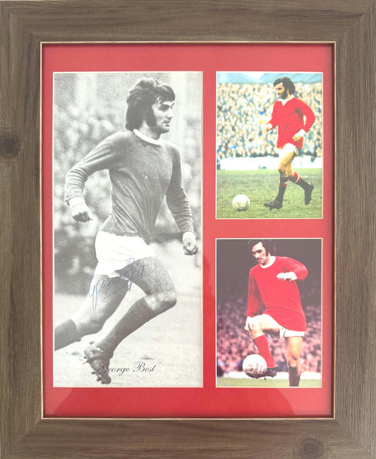 George Best, Manchester United Legend, Hand Signed Photo Presentation With COA