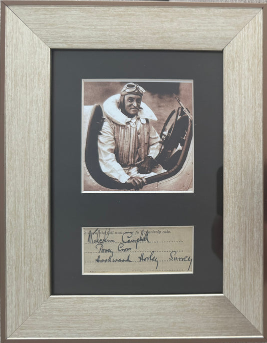 Sir Malcolm Campbell Former World Land Speed Record Holder. Hand Signed Card Presentation & COA