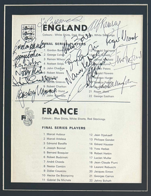 England 1966 SUPER RARE Multi-Hand Signed, Including Moore and Ramsey, Photo Presentation & COA