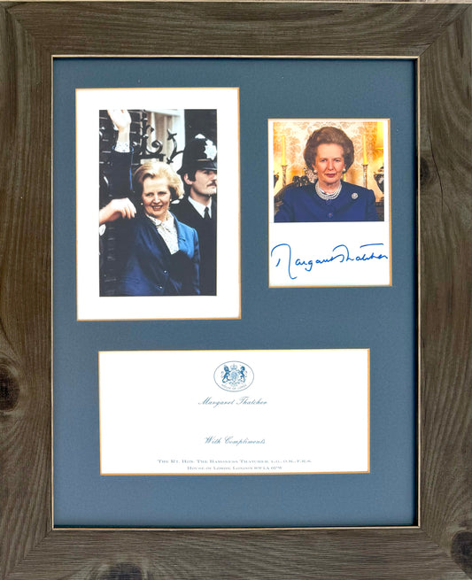 Margaret Thatcher British Prime Minister Hand Signed Card, Photo Presentation & COA