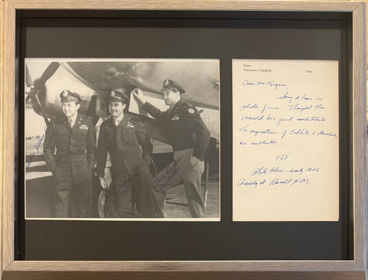 Enola Gay, 3 Crew Member Hand Signed Photo Presentation PLUS Hand Written And Signed Letter & COA