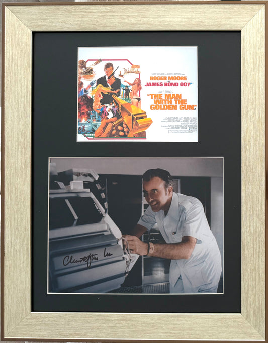 Christopher Lee, James Bond, Man with the Golden Gun, Hand Signed Framed Photo & IAAE COA