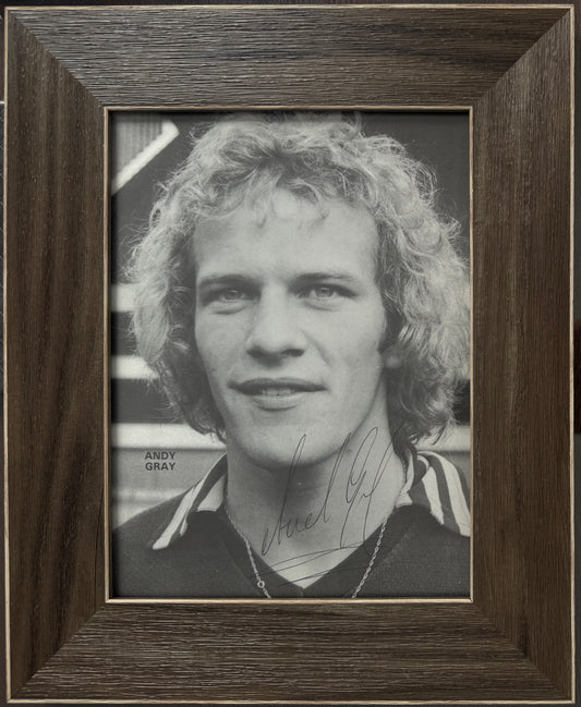 Andy Gray, Everton, Wolves, Villa, WBA, Rangers Legend, Hand Signed Photo & COA