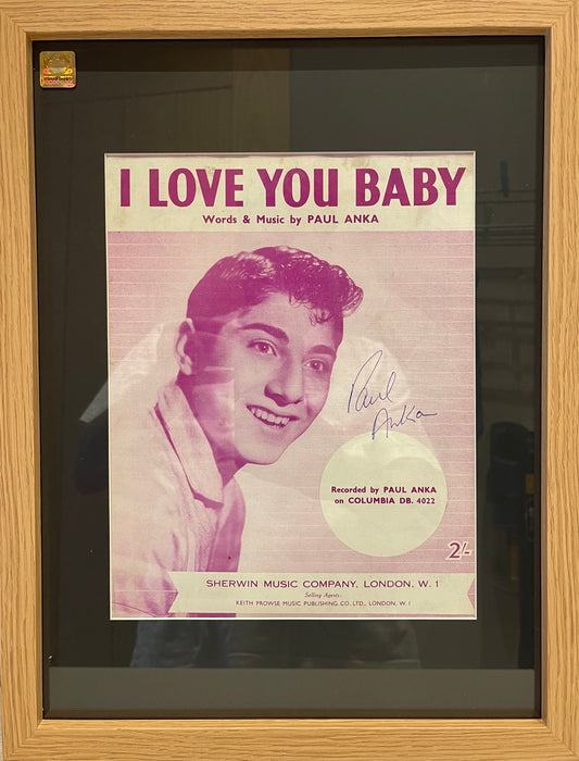 PAUL ANKA HAND SIGNED FRAMED SONG SHEET WITH COA