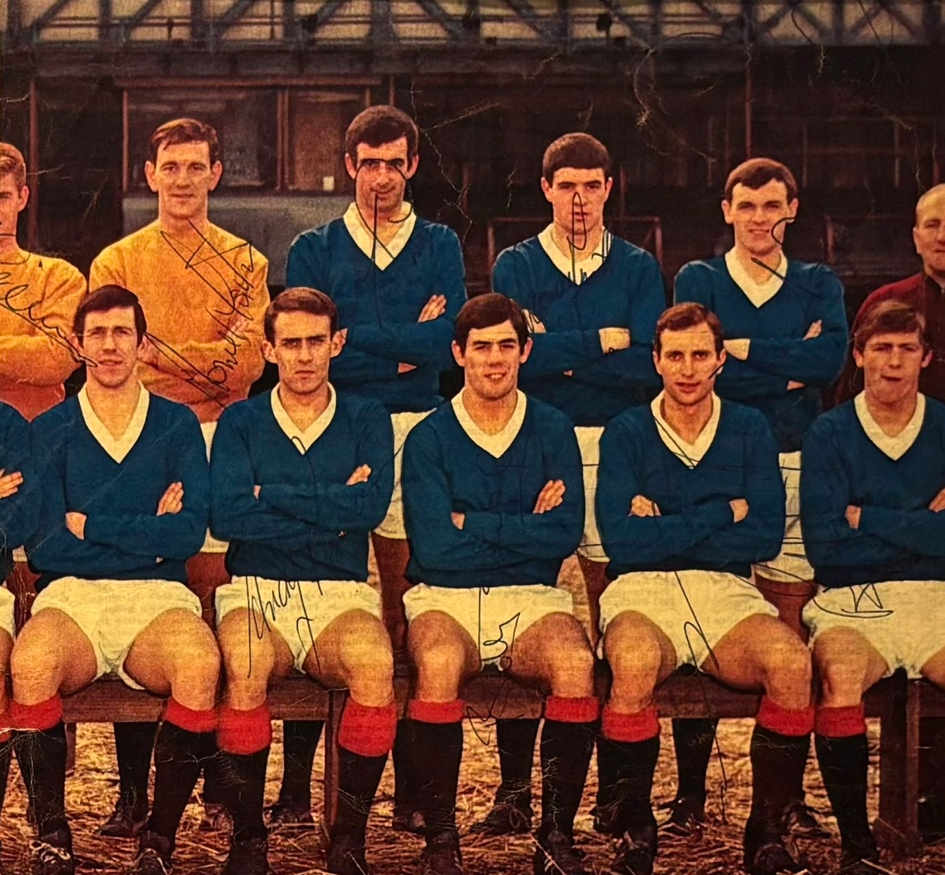 Glasgow Rangers 1968/69 Multi-Hand Signed Squad Magazine Photo (including Alex Ferguson) & COA