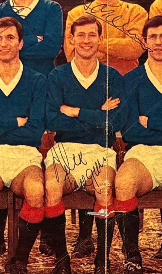 Glasgow Rangers 1968/69 Multi-Hand Signed Squad Magazine Photo (including Alex Ferguson) & COA