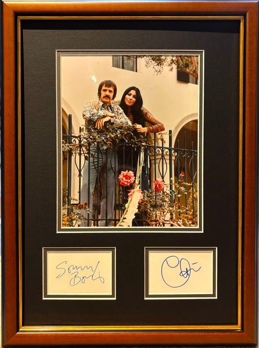 Sonny & Cher Guaranteed Hand Signed Card Presentation With Stanley Gibbons COA