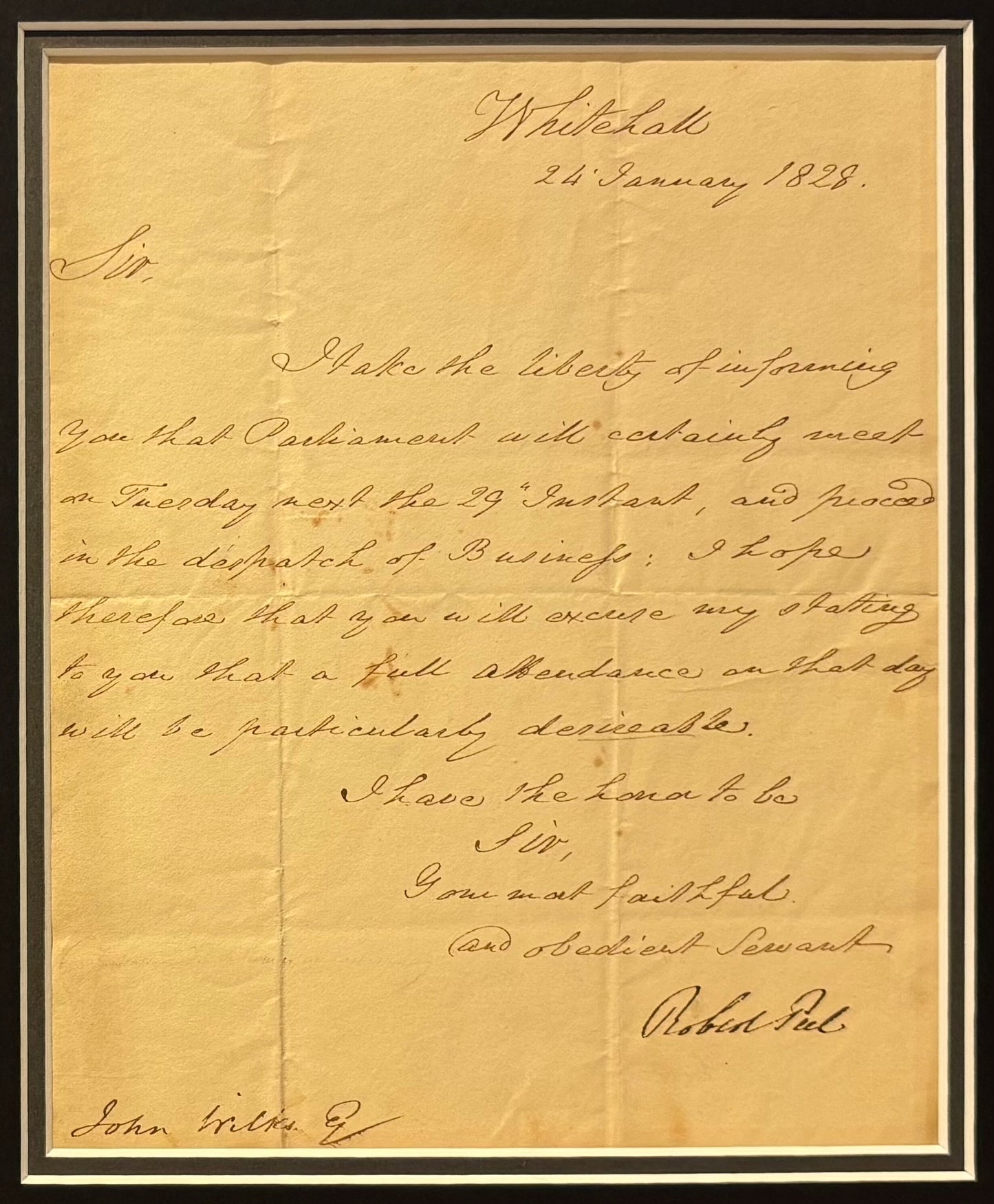 Sir Robert Peel, Former British Prime Minister, Hand Signed Letter With COA