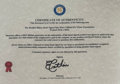 Dee Bradley Baker, Star Wars 'Captain Rex', The Clone Wars Hand Signed Framed Photo & COA